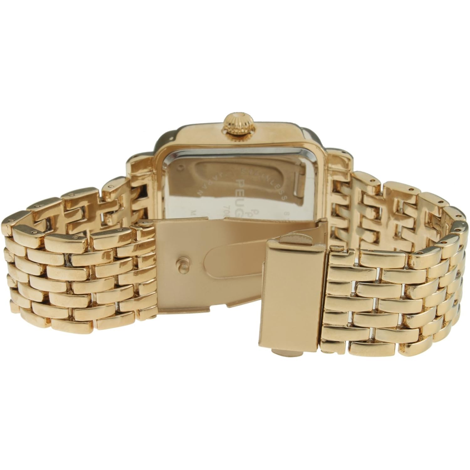 Peugeot Women Rectangle Dress Watch With Crystal Decorated Bezel, Roman Numerals And Bracelet