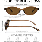 Pro Acme Retro Oval Sunglasses for Women Chic Cat Eye Y2K Trendy Narrow Sunnies Designer Sun Glasses Brown Frame/Brown Lens + Black Frame/Grey Lens + Leopard Frame/Brown Lens