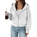 Trendy Queen Zip Up Hoodies For Women Cropped Sweatshirts Fall Fashion Outfits 2026 Y2K Fleece Teen Girls Clothes