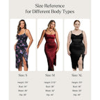 Popilush Satin Corset Dress Tummy Control Midi Dress Cocktail Date Night Classy Dresses With Lace Trim Bra