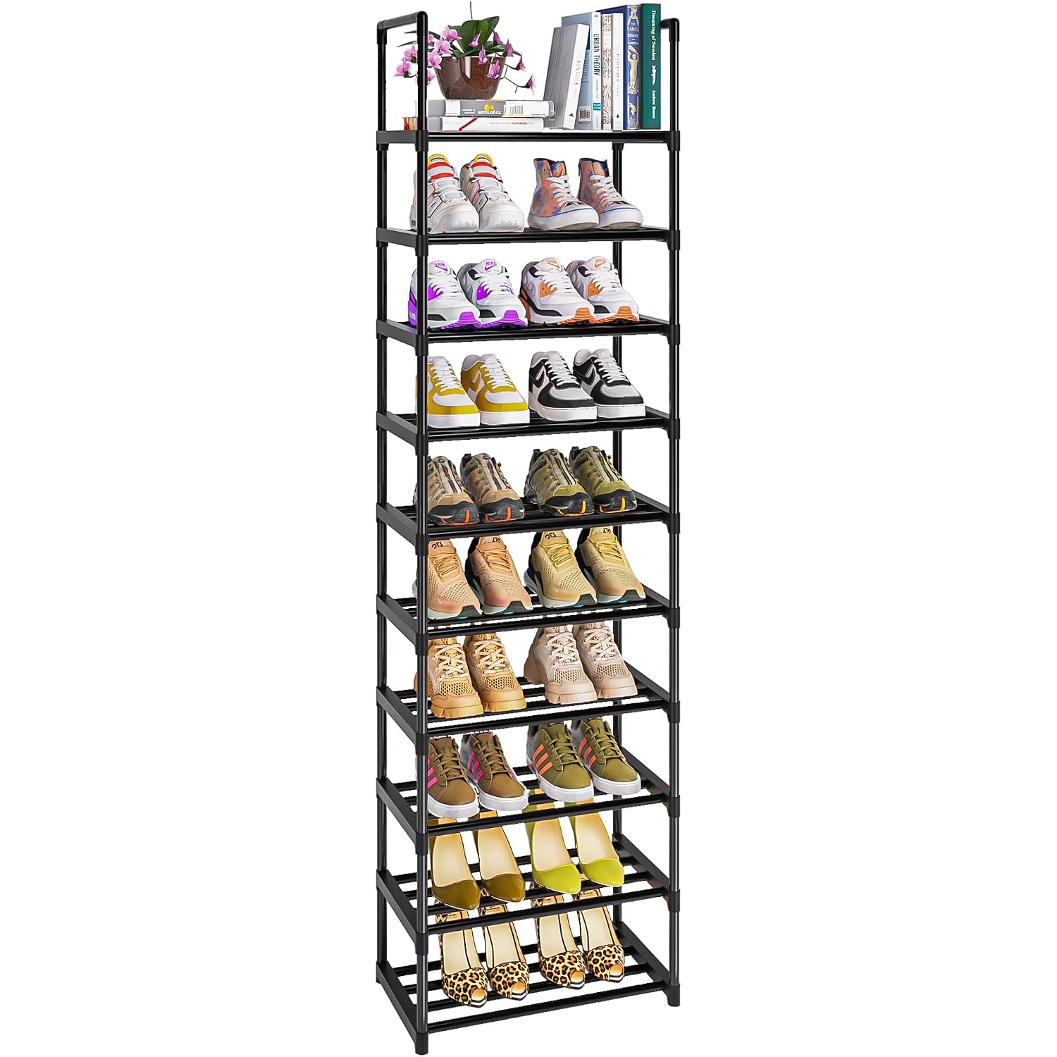 Sturdy Metal Organizer For Narrow Closets, Shoe Shelf Stand
