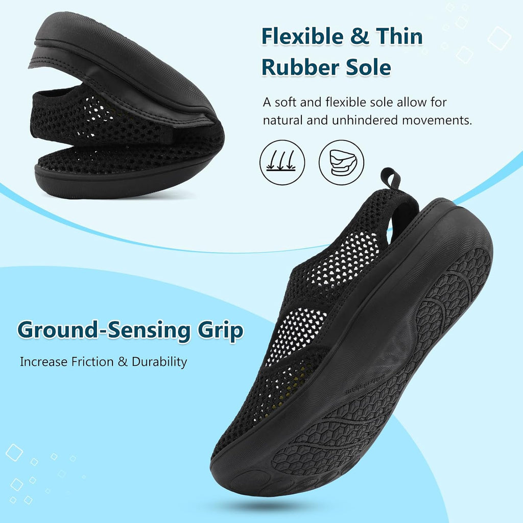 Xihalook Womens Flat Sandals Closed Toe Summer Breathable Mesh Sandals For Beach Travel Casual Walking Shoes Zero Drop Wide Barefoot Shoes