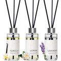 Reed Diffuser Set Of 3, Jasmine, Lavender & Vanilla Scented Oil Diffusers With 15 Reeds, Long-Lasting Home Fragrance For Bedroom & Bathroom Decor, 1.7 Fl Oz Each, Total 5.1 Oz