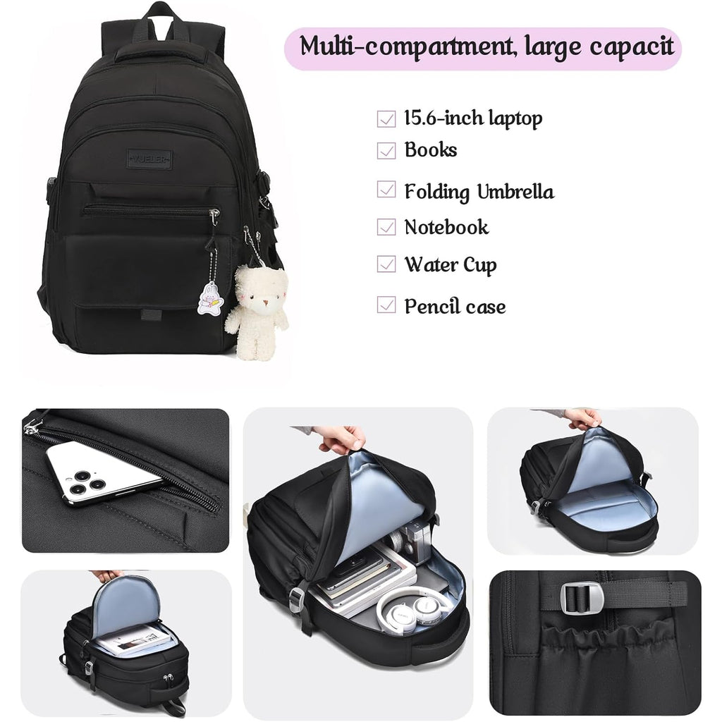 Girls Backpack For College High Middle School, Cute Teen Bookbag | Aesthetic Backpacks For Student Women With Accessories