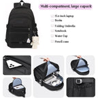 Girls Backpack For College High Middle School, Cute Teen Bookbag | Aesthetic Backpacks For Student Women With Accessories