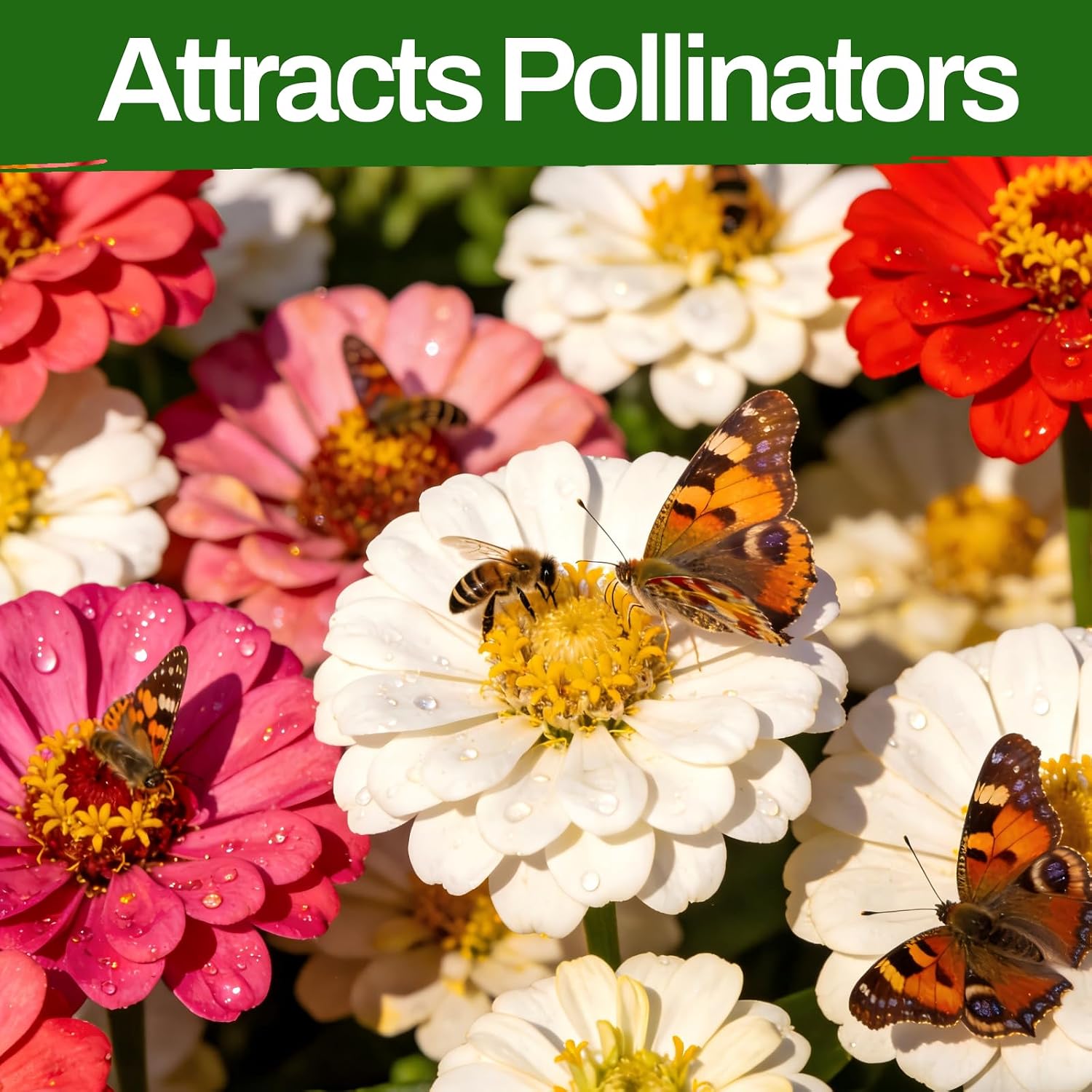 Zinnia Seeds, 6500+ Bulk Pack Mixed Colors Large Blooms Seeds, California Giant Zinnia Seeds For 2026, High Germination Non-Gmo, Wildflower Seeds For Planting Indoor Outdoor, Open Pollinated