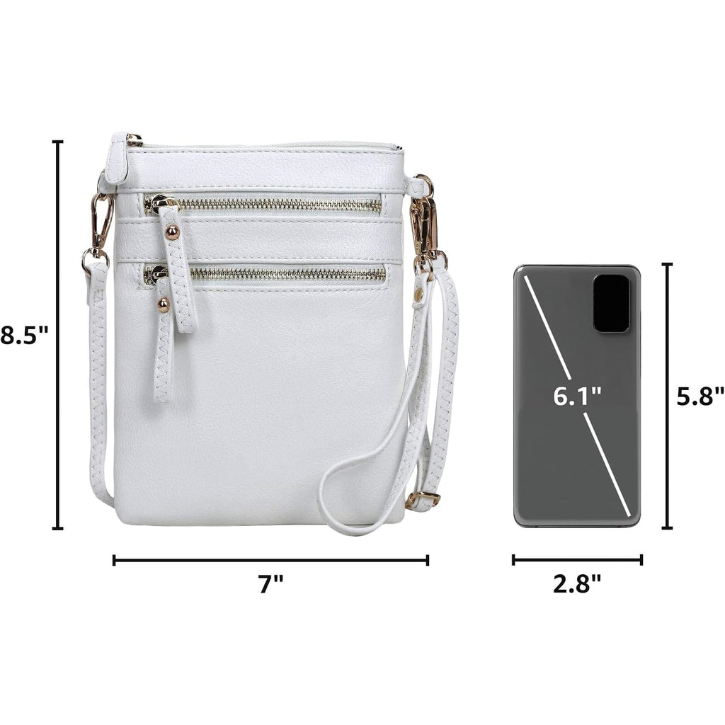 Small Crossbody Bag For Women, Multi Zip Pockets With Detachable Wristlet, Lightweight Travel Purse, Cell Phone Pouch