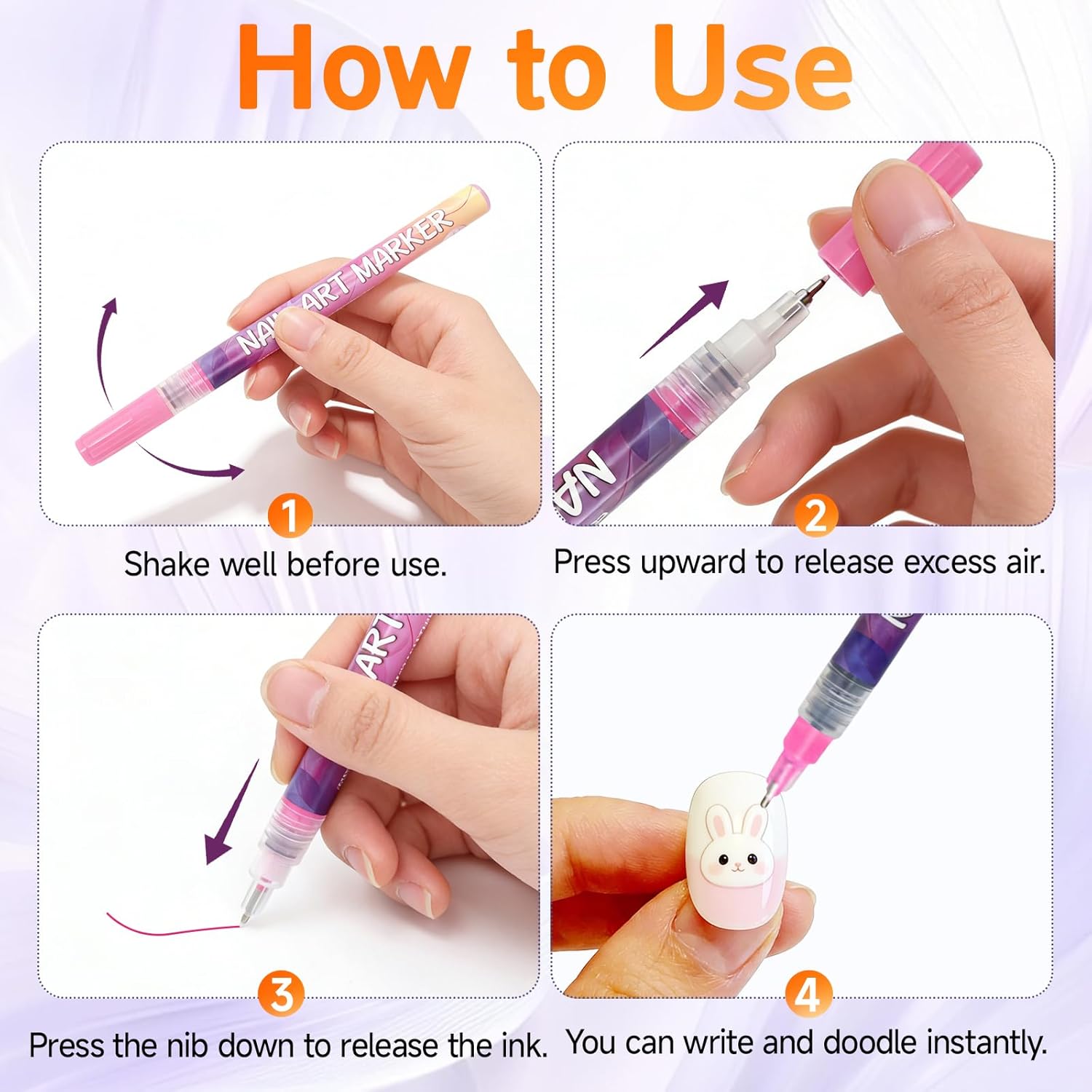Nail Art Pens for Beginners, 12 Color Quick Dry Fine Tip Markers, Professional Painting & Design Kit with Travel Case
