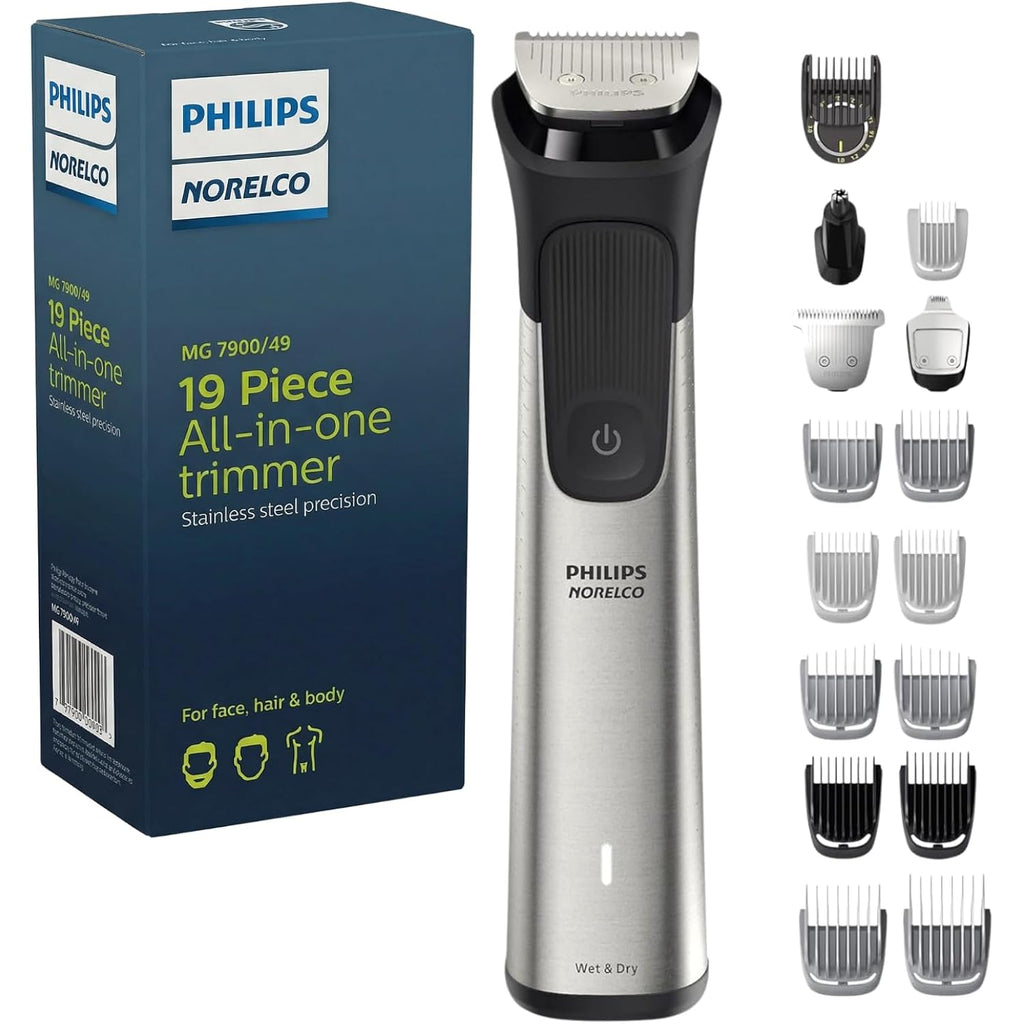 Philips Multigroom 7000 Series 21 Piece Beard Trimmer for Men, Hair & Body Grooming Kit, Precision Trimming Comb with Self-Sharpening Steel Blades, All-in-one Trimmer, Water Resistant