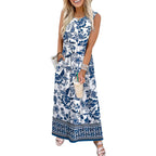 Wiholl Summer Dresses For Women 2026 Maxi Dresses Long Flowy A Line Sleeveless Sundresses With Pockets