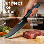 Knife Set, 10 Piece Kitchen Knife Set With Block And Sharpener, Anti-Rust Stainless Steel Knives Set For Kitchen, Chef Universal Knife Block Set, Dishwasher Safe, Ergonomical Design, Black