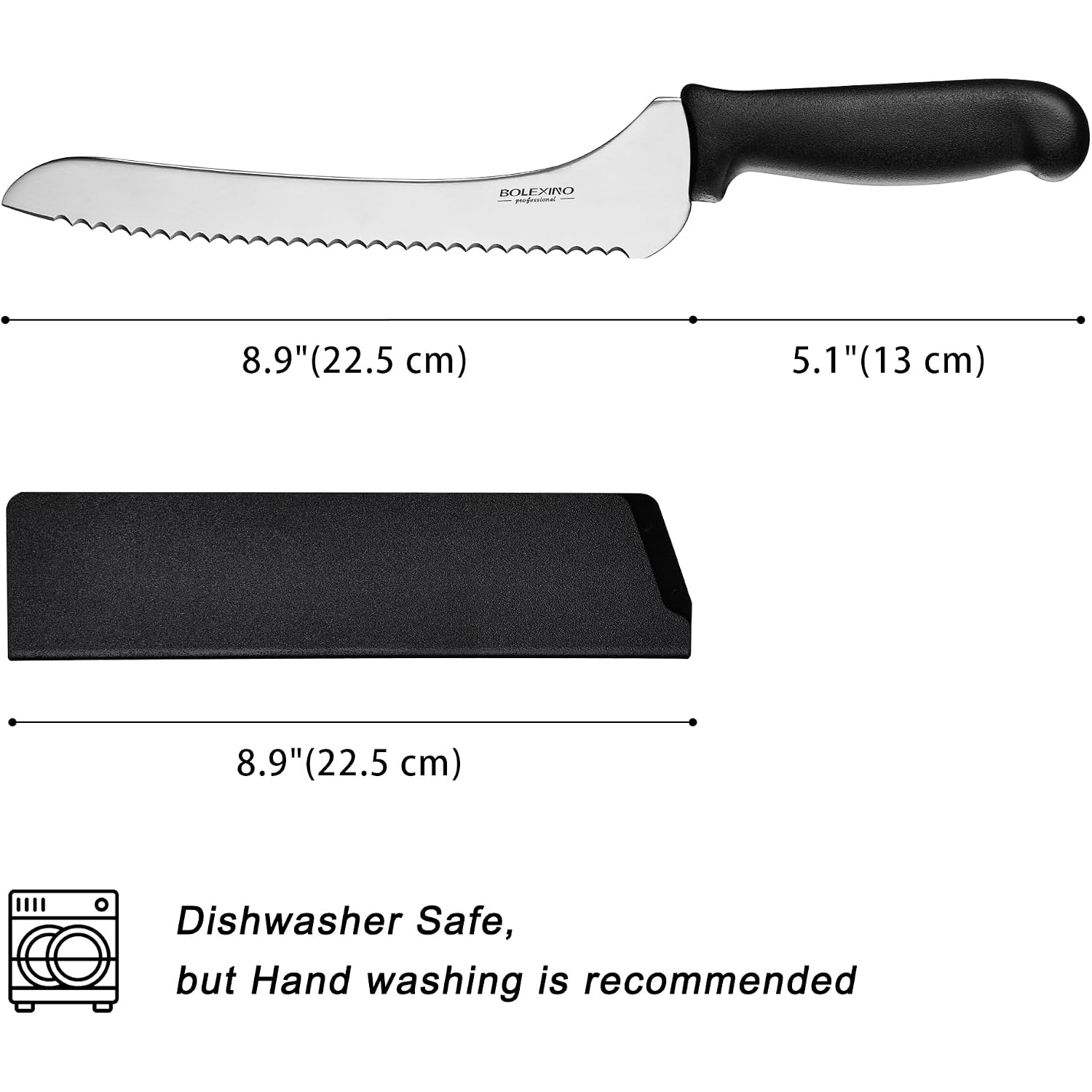 9 Inch Offset Serrated Bread Knife, Wavy Edge Knife, High Carbon Stainless Steel Multi-Purpose Kitchen Knife For Homemade Bread, Crusty Breads, Cake, Bagel