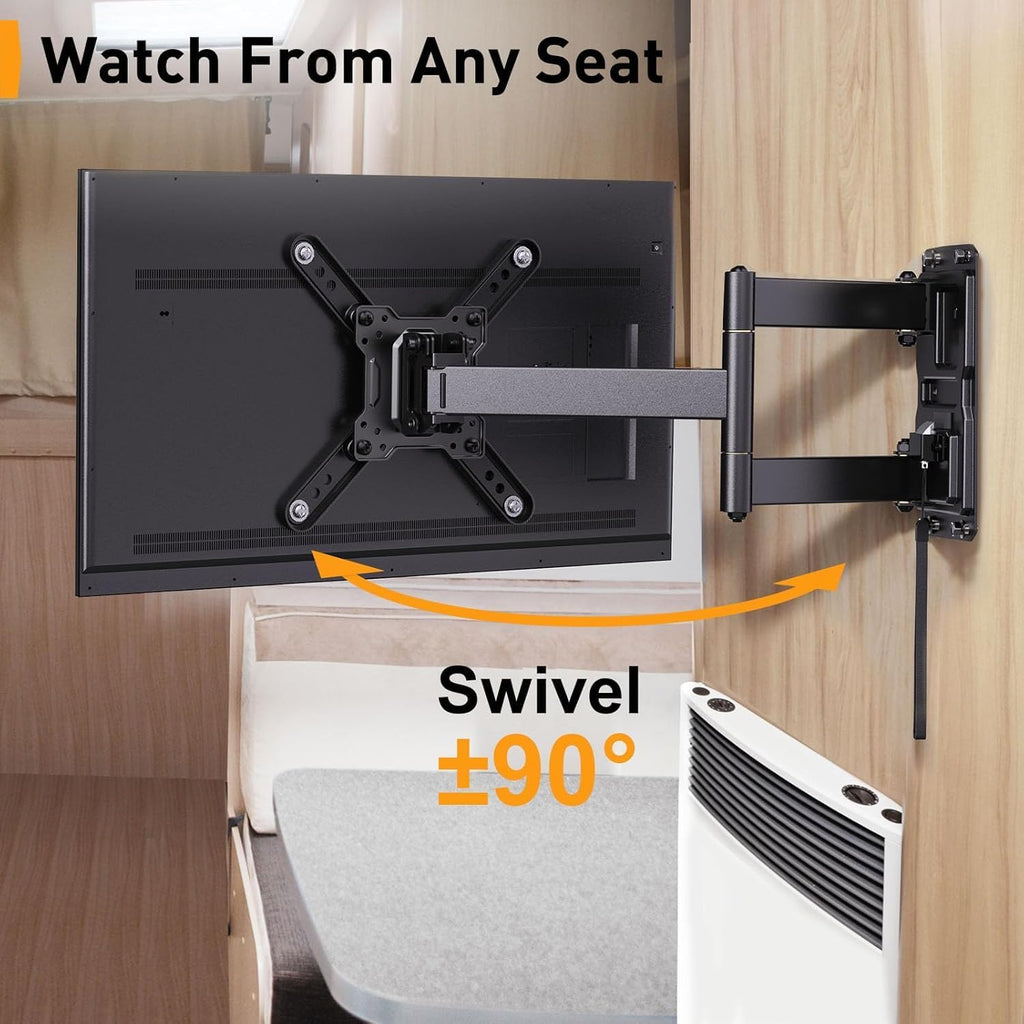 Perlegear Lockable Rv Tv Mount For 13–43 Inch Tvs Up To 44 Lbs, Full Motion Rv Tv Wall Mount With Swivel, Tilt, Pull Cord Lock, Rv Tv Mount For Camper, Rv, Motorhome, Max Vesa 200X200Mm, Pglrvf2