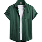 Hardaddy Men'S Casual Striped Shirts Button Down Short Sleeve Blouse Summer Hawaiian Shirt