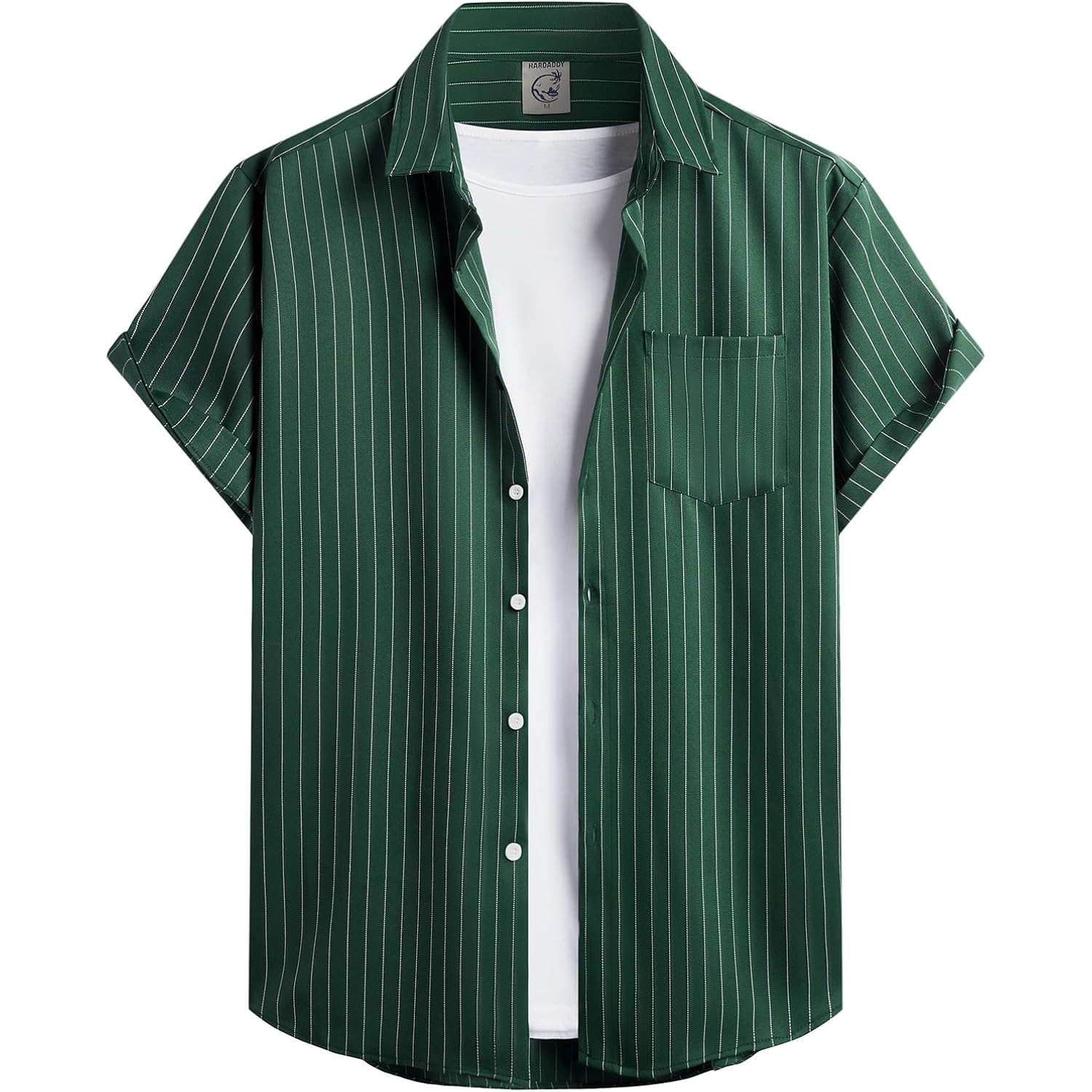 Hardaddy Men'S Casual Striped Shirts Button Down Short Sleeve Blouse Summer Hawaiian Shirt