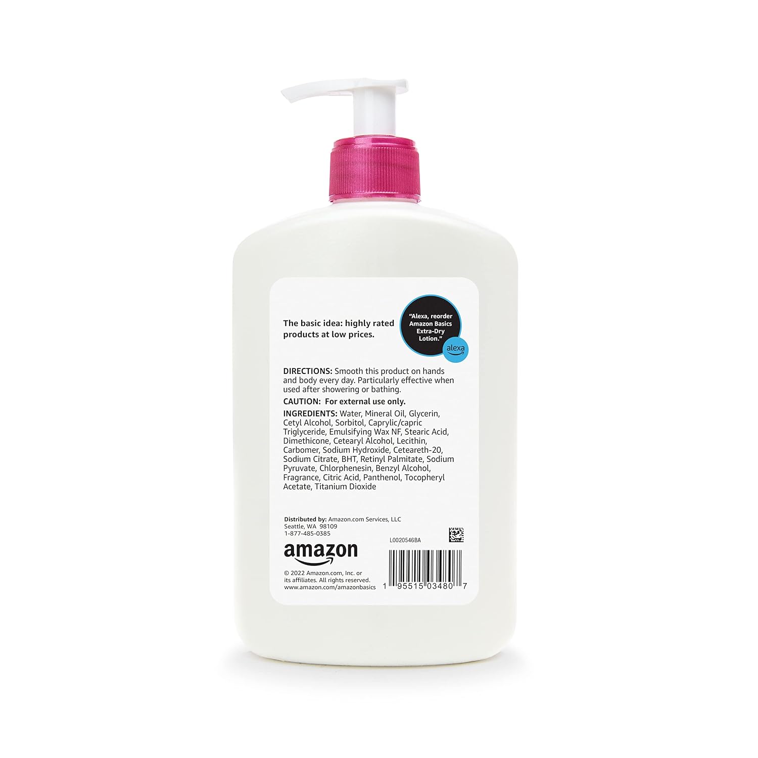 Amazon Basics Non-Greasy Body Moisturizer Lotion For Extra-Dry Skin With Vitamins B5 & E, Clean Scent, 16 Fl Oz, 4-Pack (Previously Solimo)