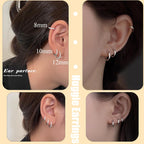 Cocadant 6 Pairs 925 Sterling Silver Small Hoop Earrings for Women,14k Real Gold Hypoallergenic Tiny Cubic Zirconia Cartilage Huggie Earring Sets for Multiple Piercing Trendy Jewelry 8/10/12mm