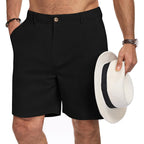 Puimentiua Mens Line Cotton Shorts Casual, Business Casual Summer Beach Golf Shorts With Elastic Drawstring Waist