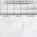 Mens Linen Shorts Casual Drawstring Elastic Waist Lightweight Breathable 7 Inch Inseam Summer Beach Shorts