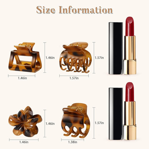 16 PCS Small Hair Clips for Women Girls, 4 Styles Small Claw Clips for Thin Fine Short Hair, Medium Cute Flower Square Hair Claw Clips for Half Up Styling, Gifts Hair Accessories, Tortoise Shell