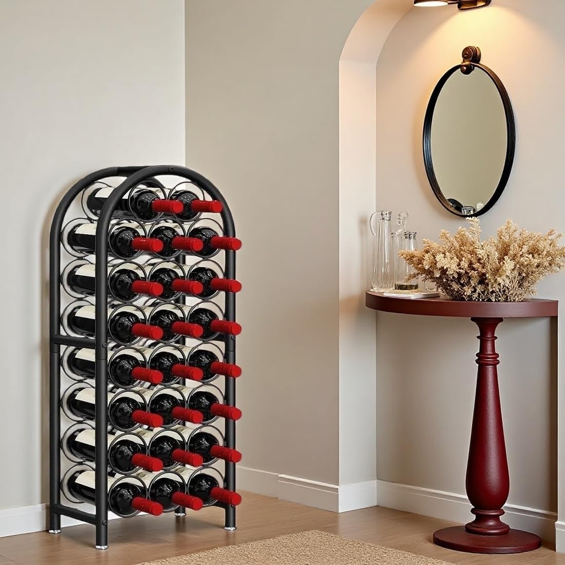 Wine Rack Freestanding Floor 23 Bottle Metal Wine Holder Organizer | Wine Rack Freestanding Floor Large Capacity Wine Storage Organizer For Home Bar Kitchen