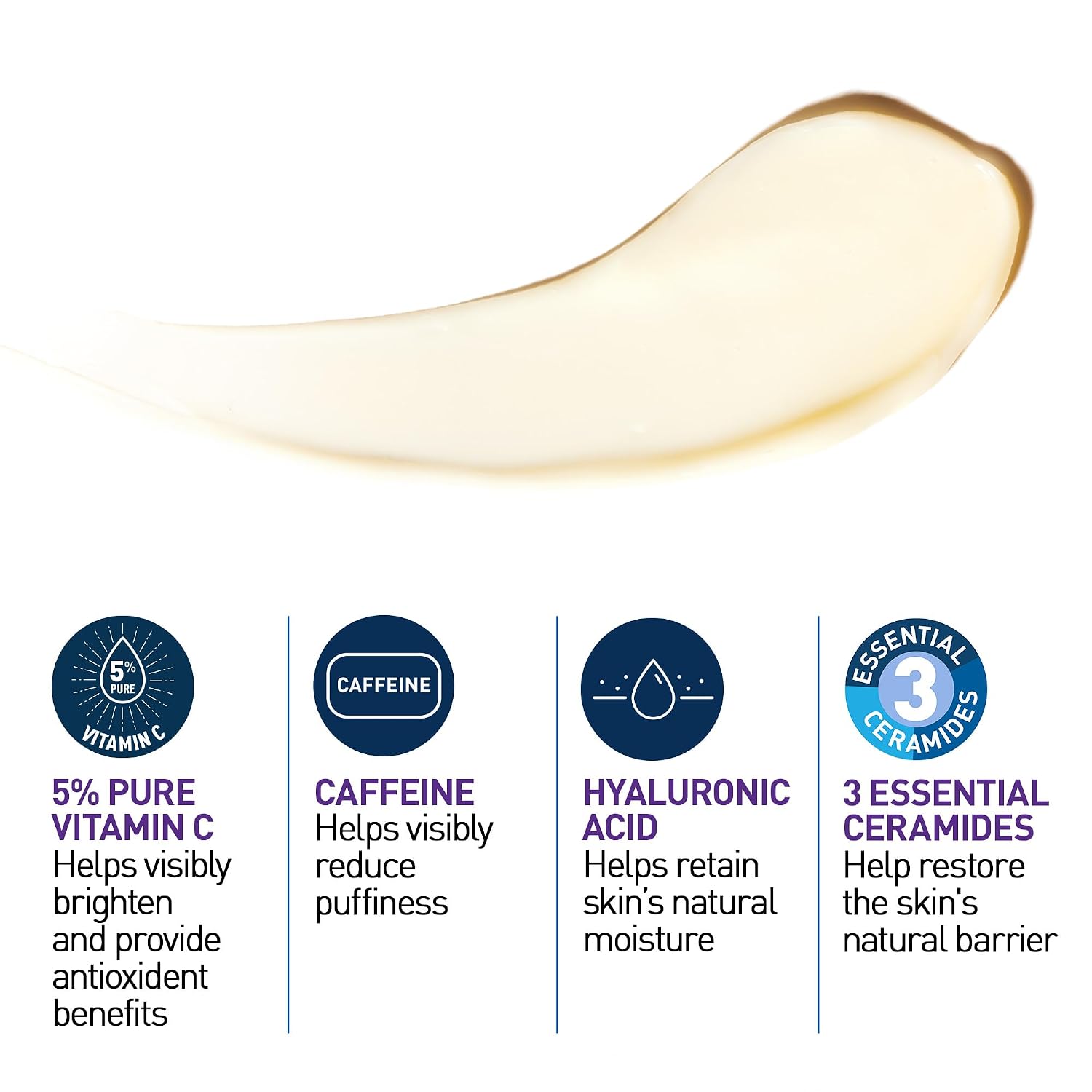 Cerave Skin Renewing Vitamin C Eye Cream, Vitamin C, Hyaluronic Acid, Ceramides & Caffeine, Under Eye Cream For Dark Circles And Puffiness, Fragrance Free & Ophthalmologist Tested, 0.5 Fl. Oz