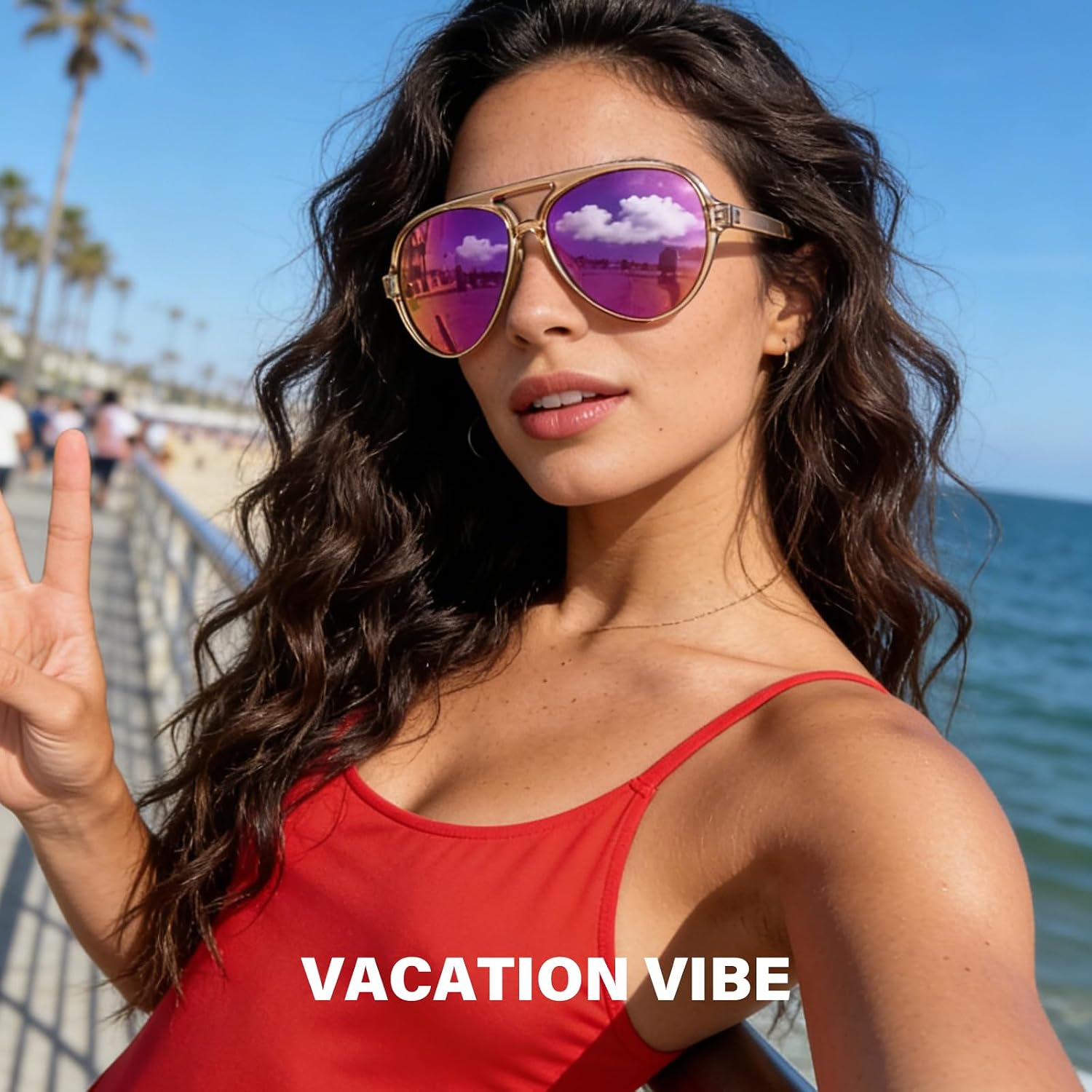 Polarized Aviator Sunglasses For Women Sporty Style Running Sun Glasses Tangle Free Frame Vintage Trendy Shades