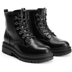 Dream Pairs Combat Boots Ankle Booties Lace-Up Platform Side Zipper Lug Sole Boots Ankle Boots For Women