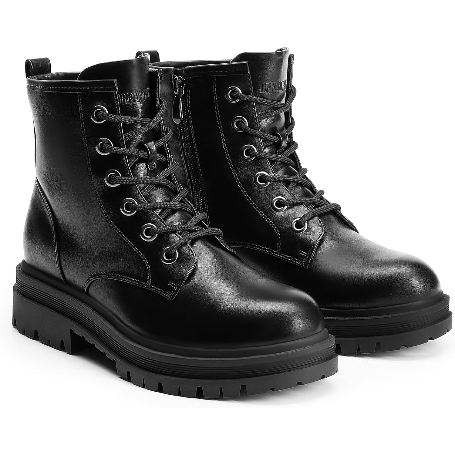 Dream Pairs Combat Boots Ankle Booties Lace-Up Platform Side Zipper Lug Sole Boots Ankle Boots For Women