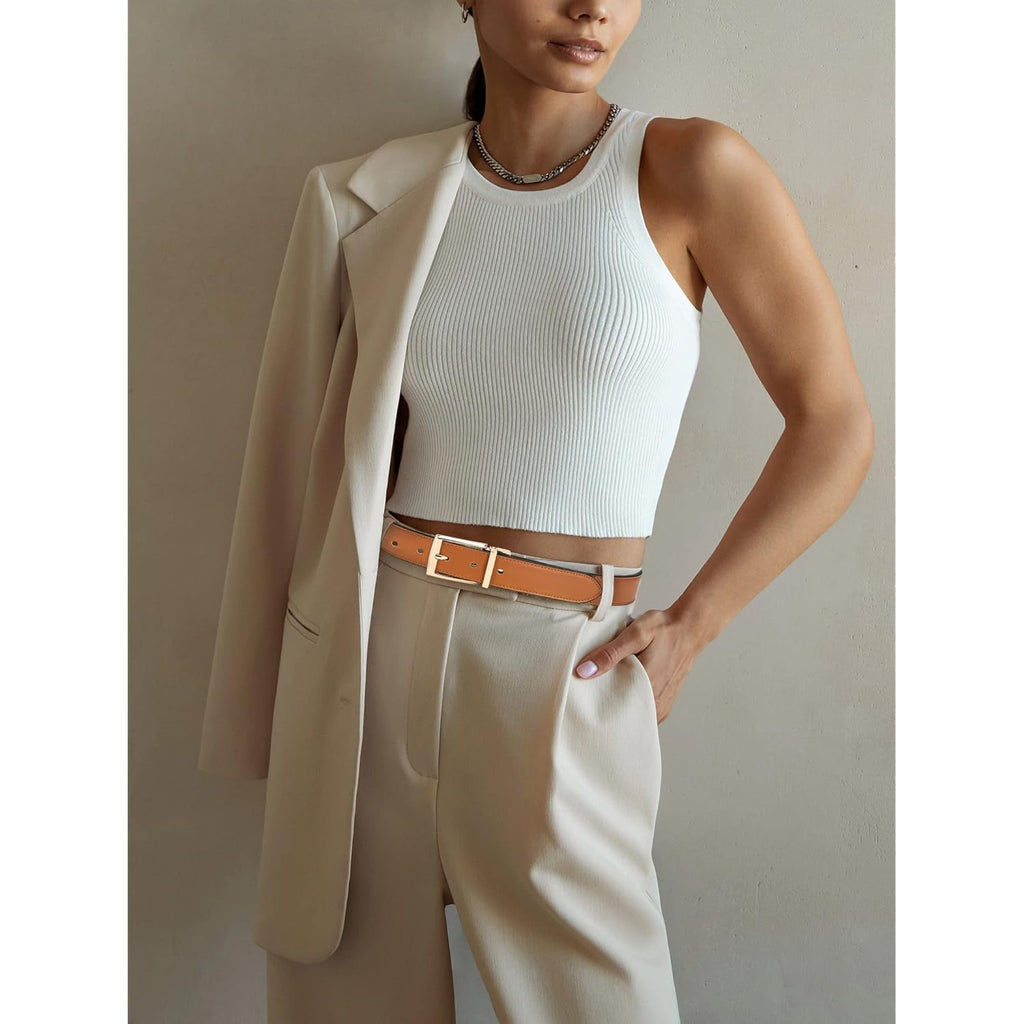 CHAOREN Reversible Belt for Women, Womens Leather Belt for Jeans Pants - 2 Styles in One Belt