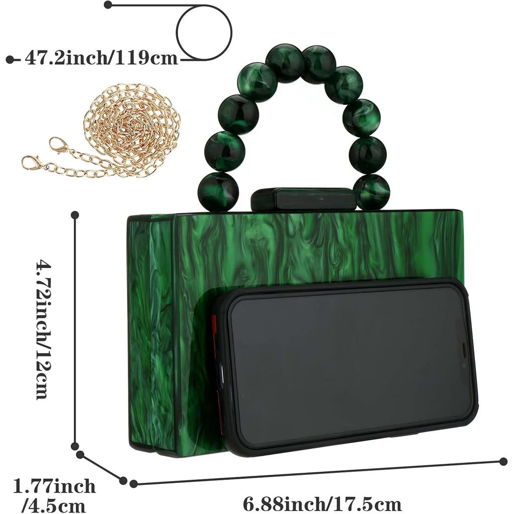 Acrylic Purses Evening Clutch Bag Marbling Handbags For Women Cross Body Bag With Pearl Chain Formal Wedding Prom Party