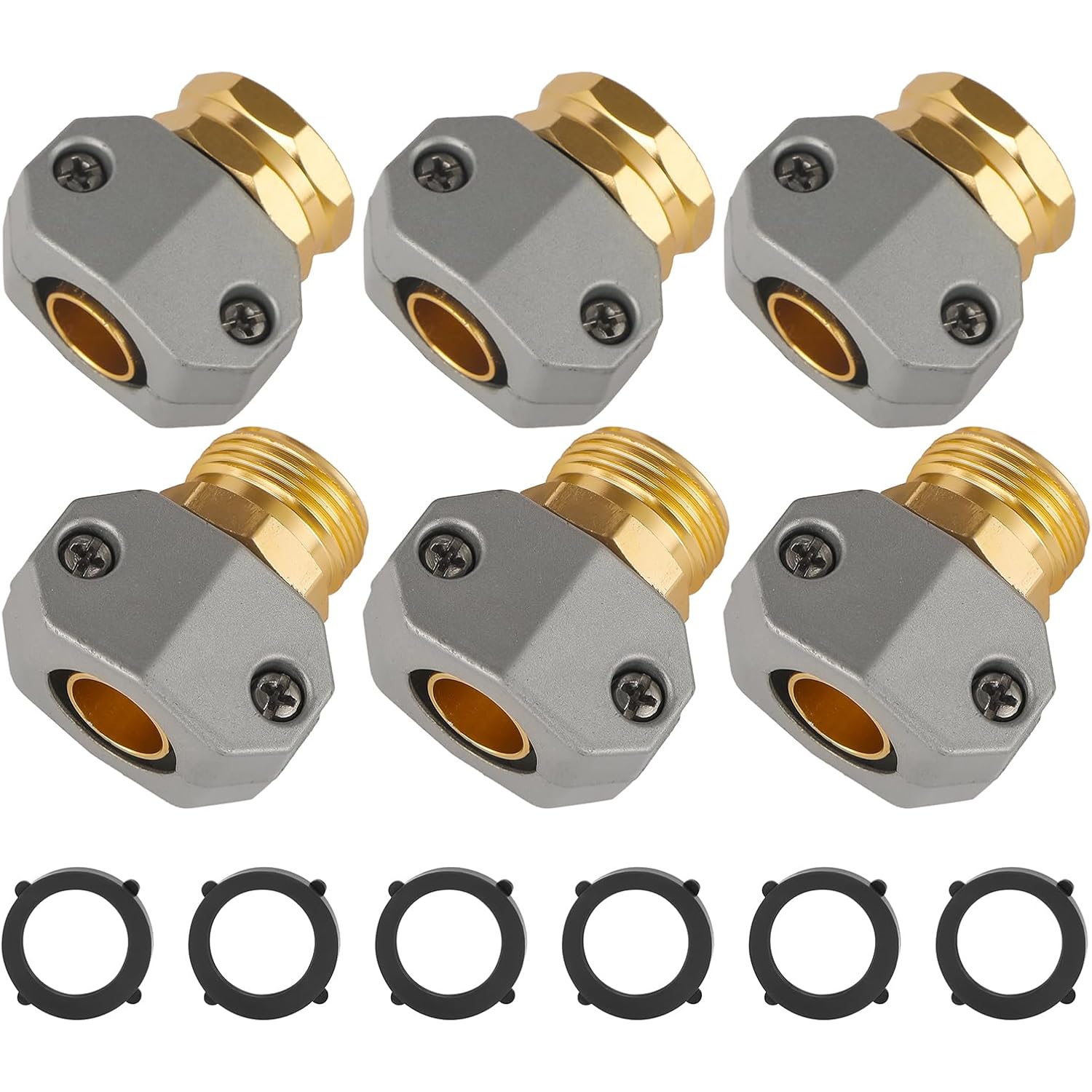 Garden Hose Repair Kits, Fit 3/4" And 5/8" Garden Hose, 3 Sets | Aluminum Alloy Water Hose Connector Male And Female Hose End Repair Fittings Replacement, Hose Mender Kit