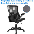 Office Chair Ergonomic Desk Chair, Computer Pu Leather Home Office Chair, Swivel Mesh Back Adjustable Lumbar Support Flip-Up Arms Executive Task Chair