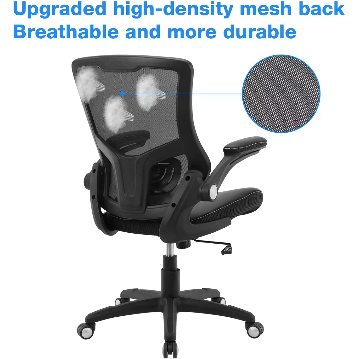 Office Chair Ergonomic Desk Chair, Computer Pu Leather Home Office Chair, Swivel Mesh Back Adjustable Lumbar Support Flip-Up Arms Executive Task Chair