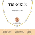 Trinckle Pearl Necklaces for Women, Gold Pearl Choker Single Pendant Necklace Layered Daisy Jewelry for Mothers Day Graduation, Prom Wedding Strands for Bride Bridesmaids as Beach Summer Accessories