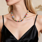 Colorful Beaded Necklace for Women Unique Resin Beads Choker Necklaces Boho Statement Chunky Necklace Summer Vacation Jewelry