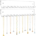 Acrylic Necklace Holder 2 Pack Wall Mounted Necklace Organizer Hanging Jewelry Organizer With 12 Hooks For Necklaces, Bracelets, Rings And Bangles Display