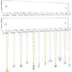 Acrylic Necklace Holder 2 Pack Wall Mounted Necklace Organizer Hanging Jewelry Organizer With 12 Hooks For Necklaces, Bracelets, Rings And Bangles Display
