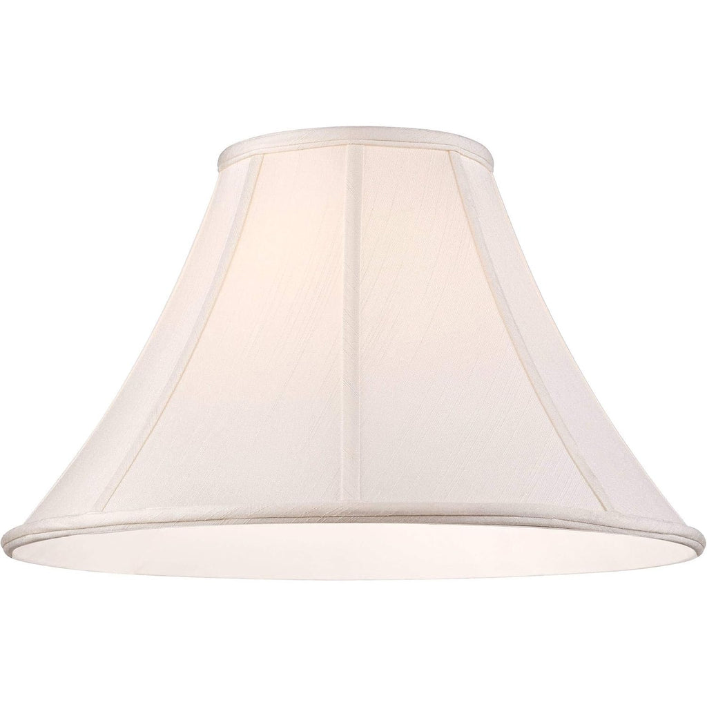 Off-White Shantung Large Lamp Shade 7" Top X 18" Bottom X 10.5" High X 12" Slant (Spider) Replacement With Harp And Finial