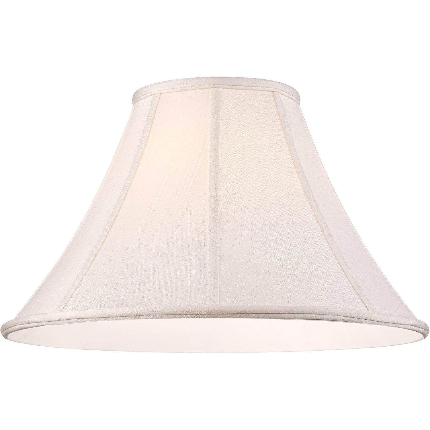 Off-White Shantung Large Lamp Shade 7" Top X 18" Bottom X 10.5" High X 12" Slant (Spider) Replacement With Harp And Finial