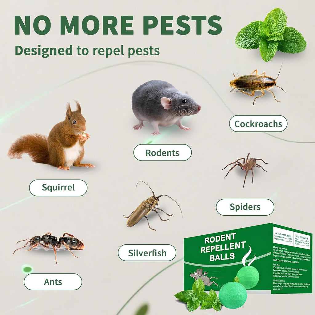 Mouse Rodent Repellent, 24 Pack Peppermint Oil For Mice, Mouse, Rats, Squirrel, Indoor/Outdoor Pest Control For Home, Kitchen, Garage, Safe For Pets & Family