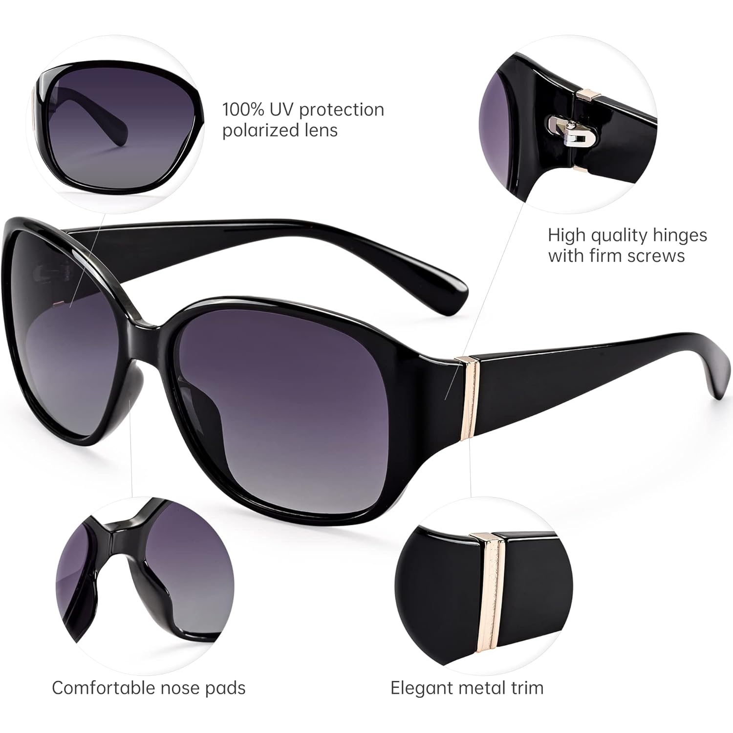 EYEGUARD Polarized Sunglasses for Women Retro Vintage Driving Sun glasses UV400 Protection
