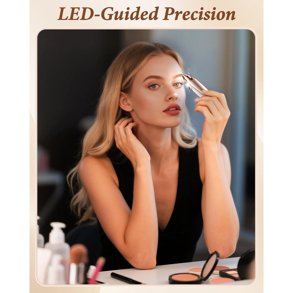 Eyebrow Trimmer Facial Hair Removal for Women: 2 in 1 Rechargeable Face Shaver and Eyebrow Razor - Painless Electric Hair Remover Device for Peach Fuzz Fine Hairs Upper Lip Chin