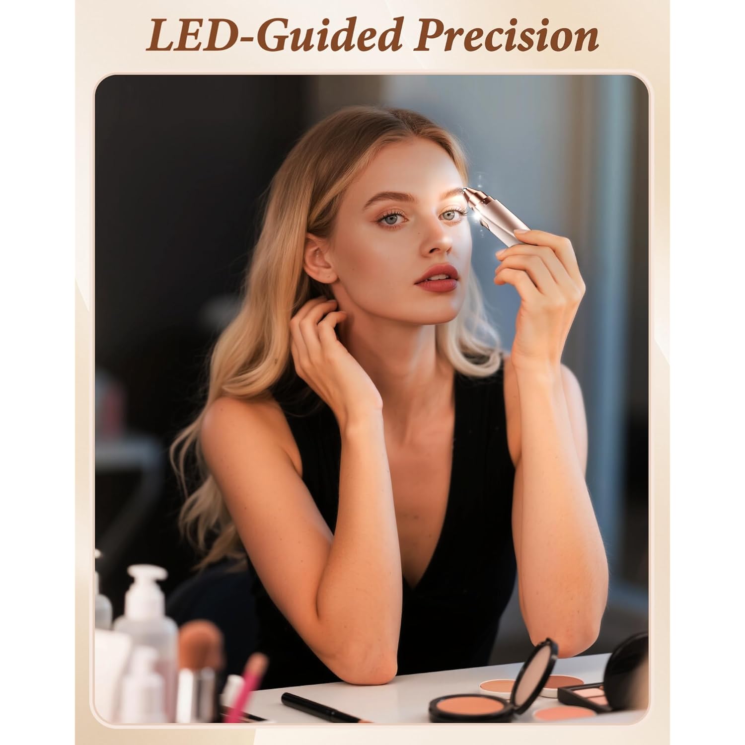 Eyebrow Trimmer Facial Hair Removal for Women: 2 in 1 Rechargeable Face Shaver and Eyebrow Razor - Painless Electric Hair Remover Device for Peach Fuzz Fine Hairs Upper Lip Chin