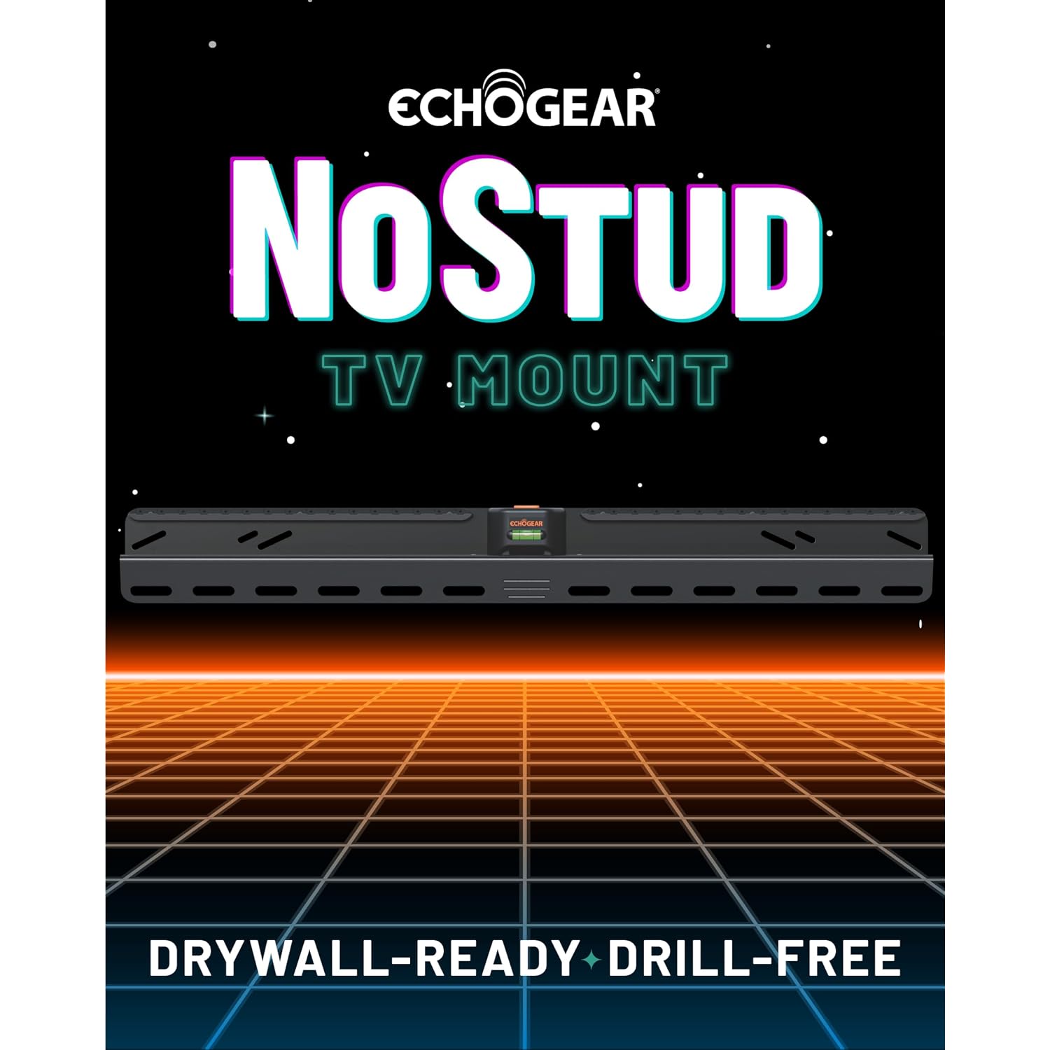 Echogear No Stud Tv Mount For Drywall - Slim No Drill Design Holds Tvs Up To 100Lbs With Nails - Easy Studless Install With No Drill Needed
