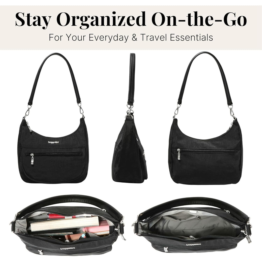 Baggallini Modern Pocket Half Moon 11"x10.5" Shoulder Women W/Replaceable Straps Converts to Crossbody Bag