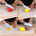 4 Pack Lettuce Knife 11/8.5" Plastic Cake Knifes To Prevent Browning Serrated Kitchen Cutter For Cutting Fruits, Cakes And Bread Dishwashable Safe For Kids Nylon Cutters For Nonstick Pans(Blue& Green)