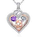 Iefil Mothers Day Gifts for Wife - 925 Sterling Silver Double Heart Birthstone Necklace for Women, Anniversary Birthday Gifts for Wife