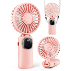 Coldsky Portable Handheld Fan, 4000Mah Battery Operated With Led Display, Handheld/Neck/Desk 3 In 1 Personal Small Fan, 90° Foldable Desk Fan With Base, 5 Speed Lash Makeup Fan For Women