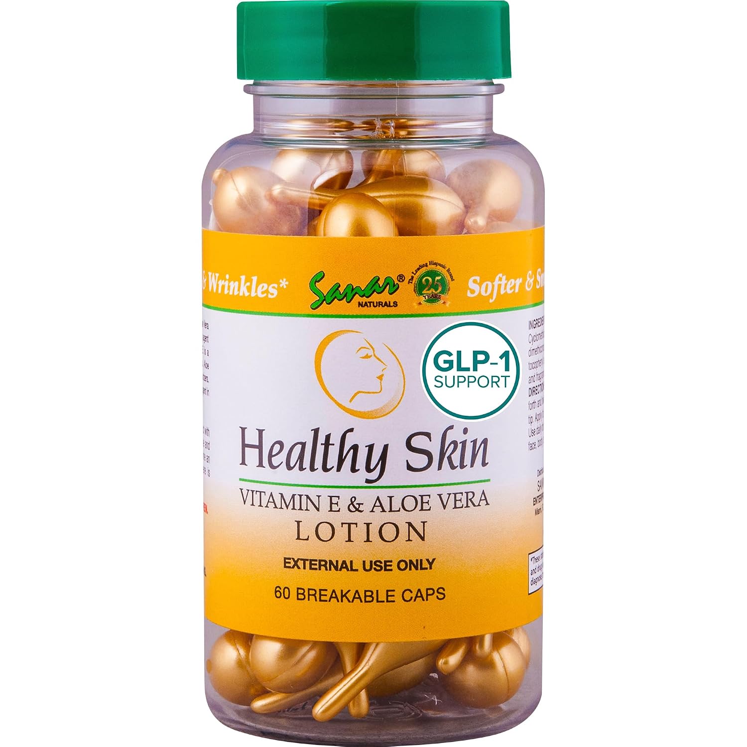 Sanar Naturals Healthy Skin Vitamin E & Aloe Vera Moisturizer | Face Serum And Body Lotion For Dry Skin | Travel Size Skin Care For Women And Men, 60 Capsules